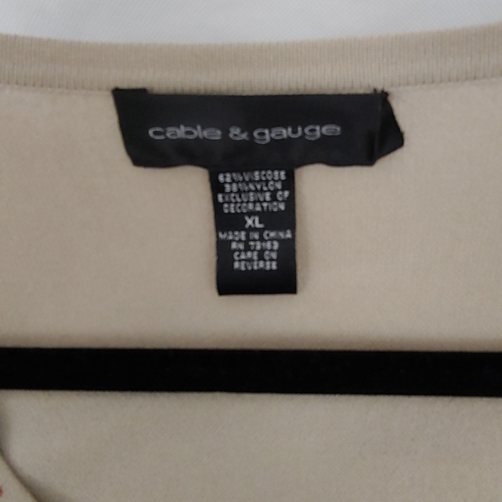 Cable & Gauge Cardigan Tan Sweater Size XL - Picture 5 of 8